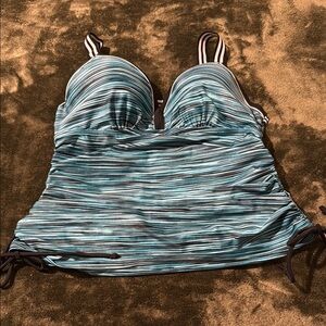 Free Country Blue Striped Bikini Top